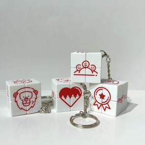 Mini kubus sleutelhangers bedrukken met logo