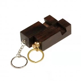 Houten telefoonstandaard met logo | sleutelhanger als r...