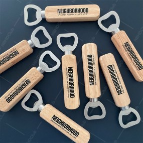 Houten flesopener bedrukken met eigen logo